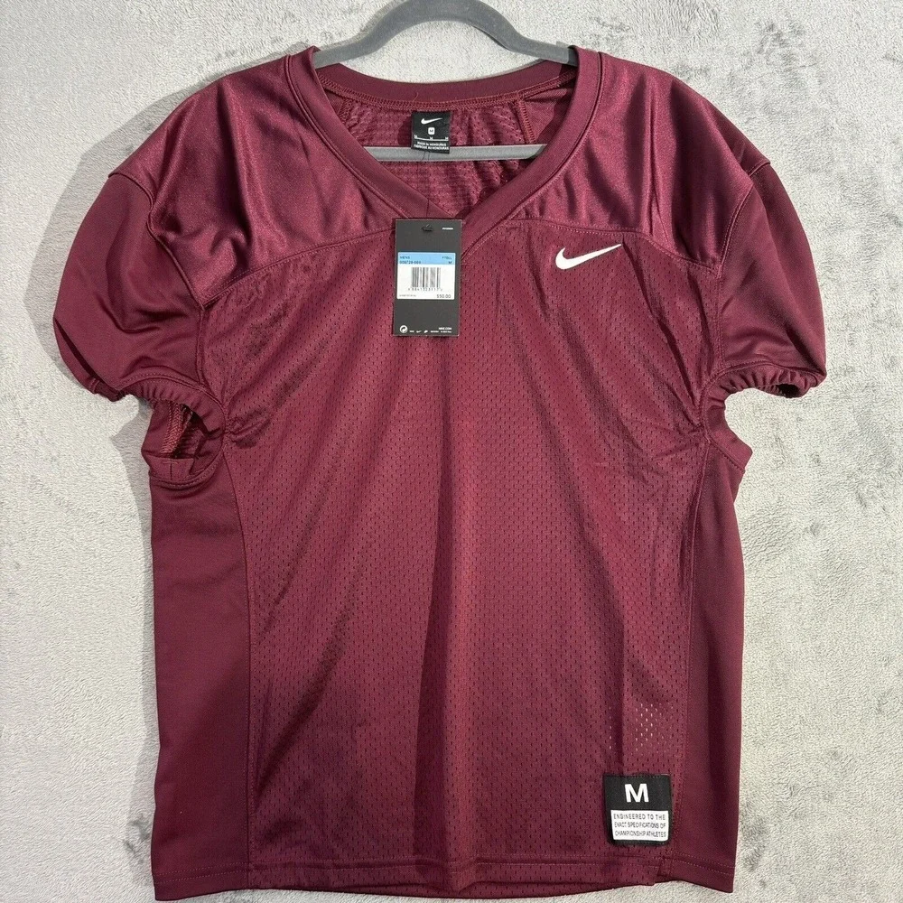 Nike Football Practice Jersey Vapor Mesh Burgundy Medium‎ Swoosh Athletic Shirt